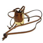 Loewe Balloon Necklace Pendant Motif Mini Bag Drawstring Leather Brown Gold — view 2