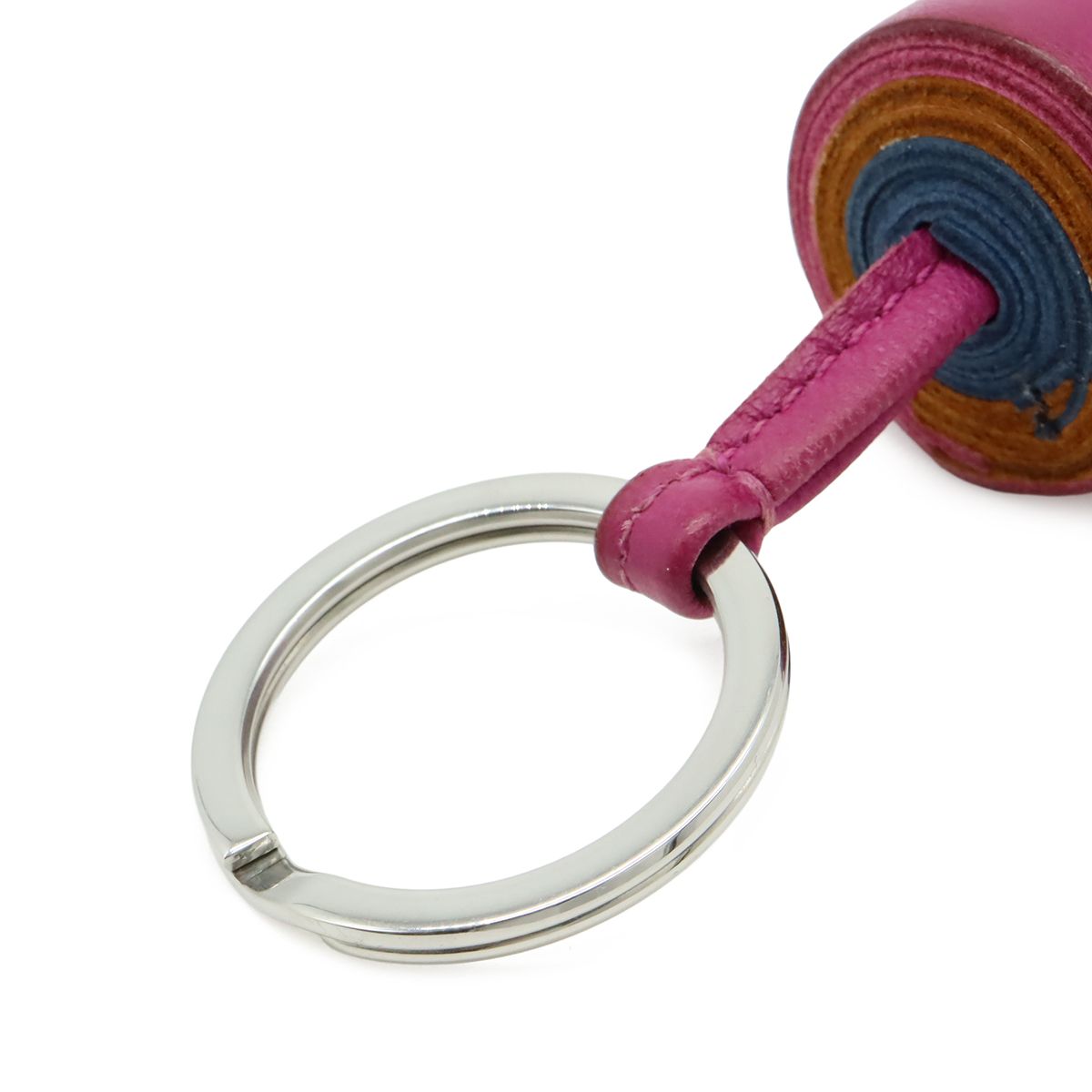 Hermes Carmen Key Ring Key Holder Fringe Tassel Charm Any Milo Leather Rose — view 4