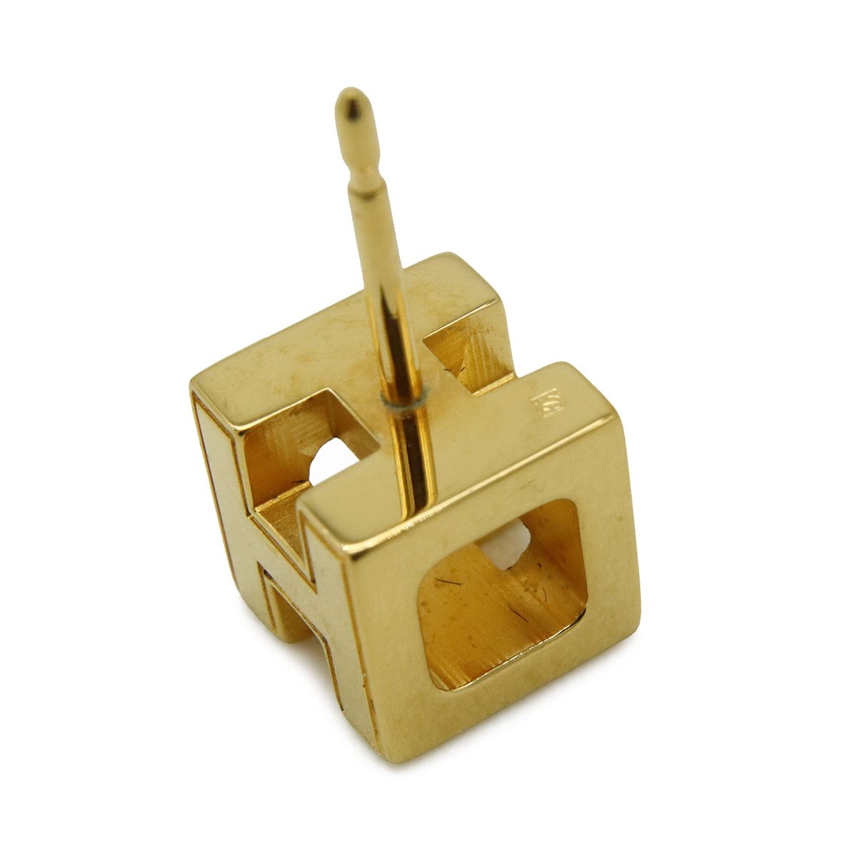 Hermes Cage Ash Cube H Logo Earrings Black Gold — view 4