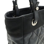 Chanel Paris Biarritz Tote PM Shoulder Bag Leather Black Silver — view 7