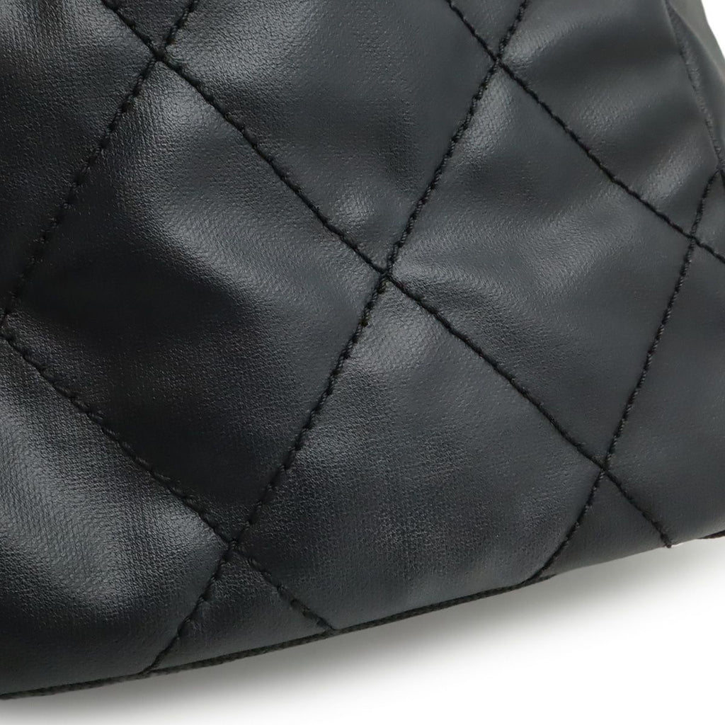Chanel Paris Biarritz Tote PM Shoulder Bag Leather Black Silver — view 9