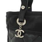 Chanel Paris Biarritz Tote PM Shoulder Bag Leather Black Silver — view 8