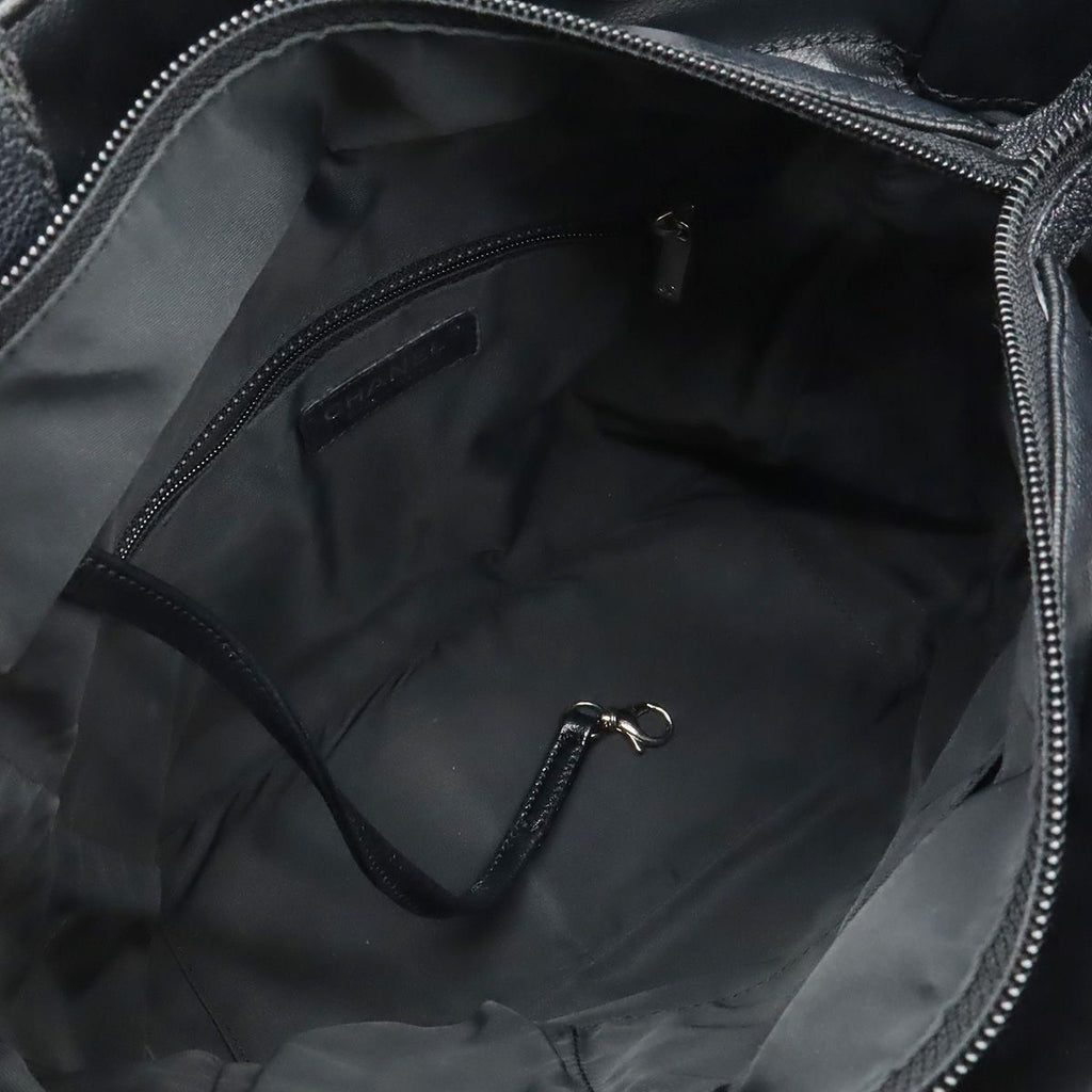 Chanel Paris Biarritz Tote PM Shoulder Bag Leather Black Silver — view 6