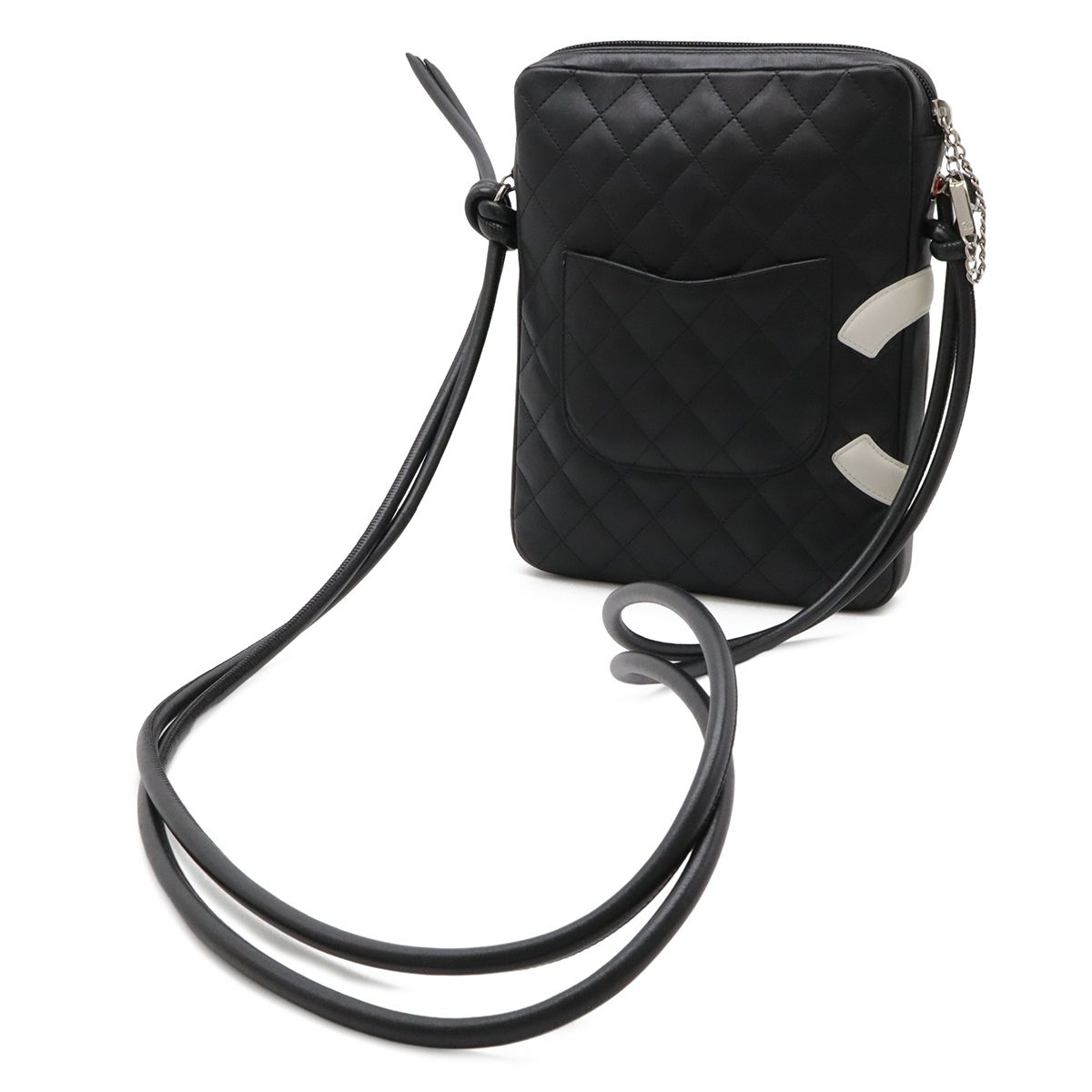 Chanel Cambon Line CC Logo Pochette Shoulder Bag Crossbody Soft Calf Black White — view 2