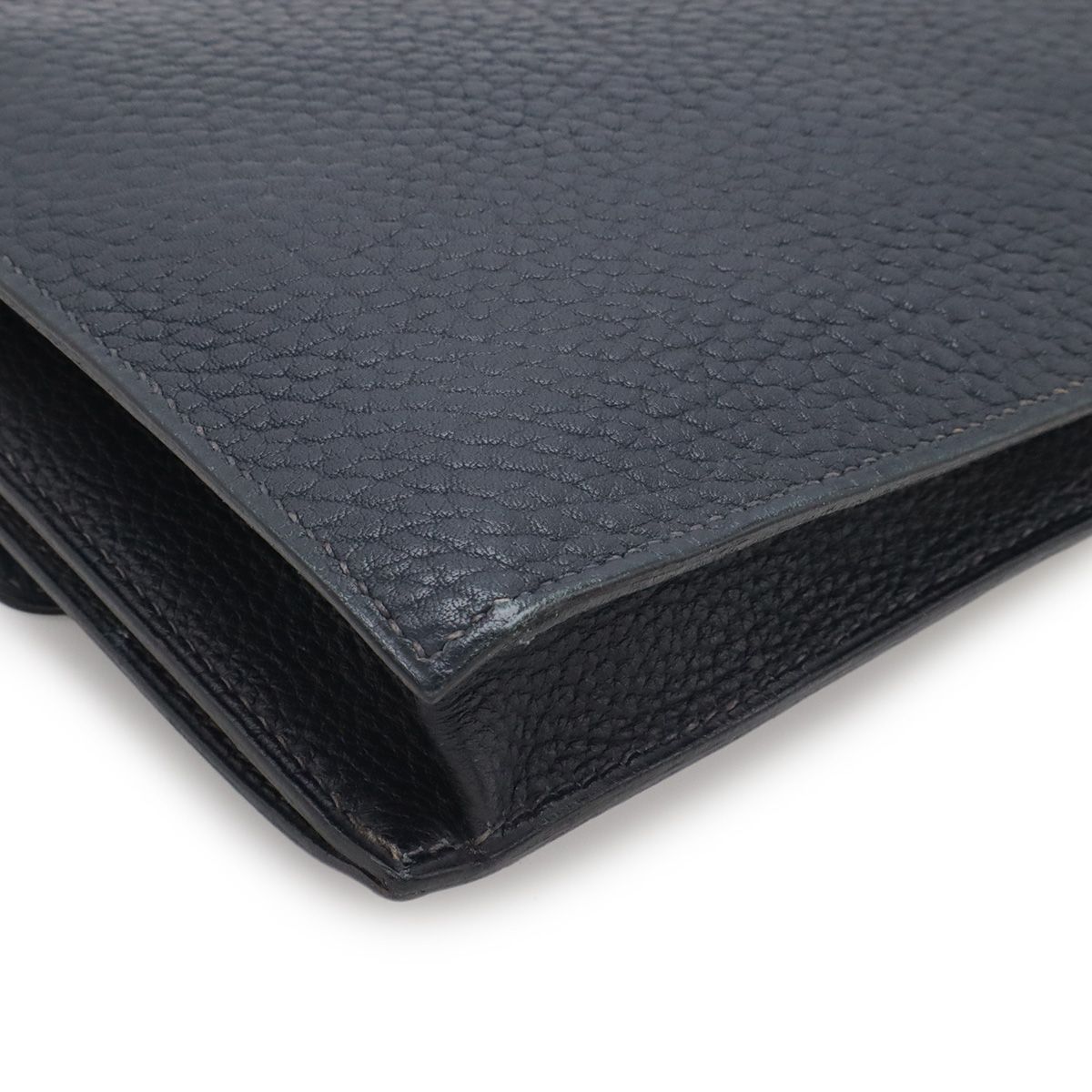 Hermes Pochette Jet Clutch Business Fjord Leather Navy Gold — view 3