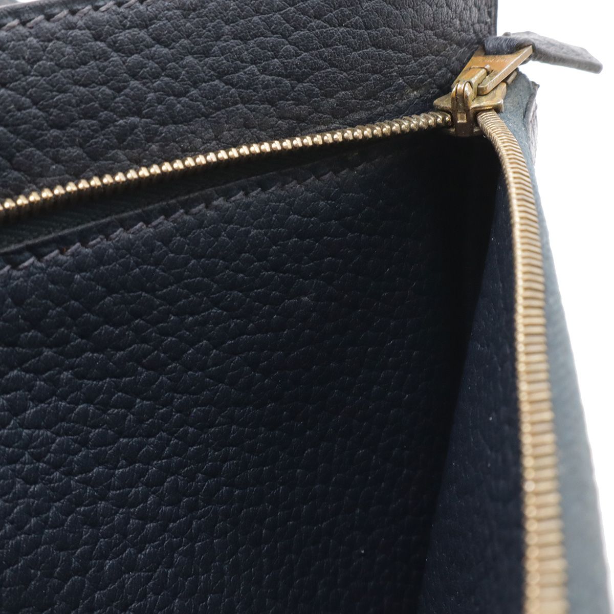 Hermes Pochette Jet Clutch Business Fjord Leather Navy Gold — view 7