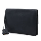 Hermes Pochette Jet Clutch Business Fjord Leather Navy Gold — view 2