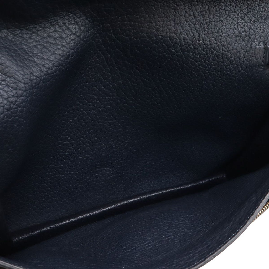 Hermes Pochette Jet Clutch Business Fjord Leather Navy Gold — view 6