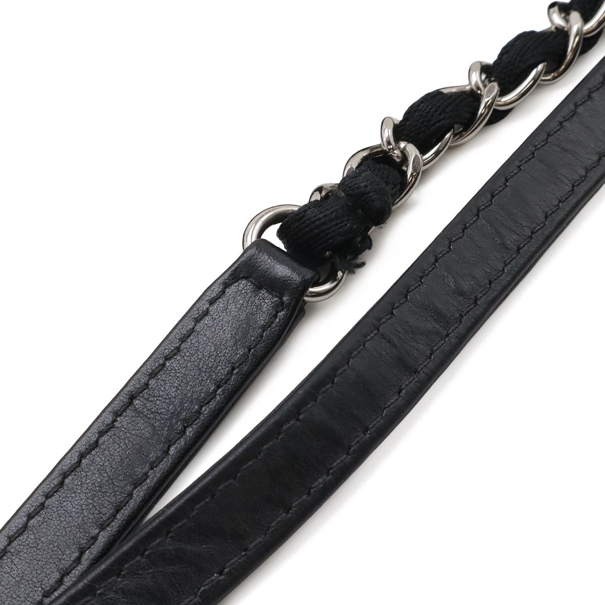 Chanel Deauville Line Tote MM Shoulder Bag Chain Canvas Leather Beige Black — view 5