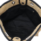 Chanel Deauville Line Tote MM Shoulder Bag Chain Canvas Leather Beige Black — view 6