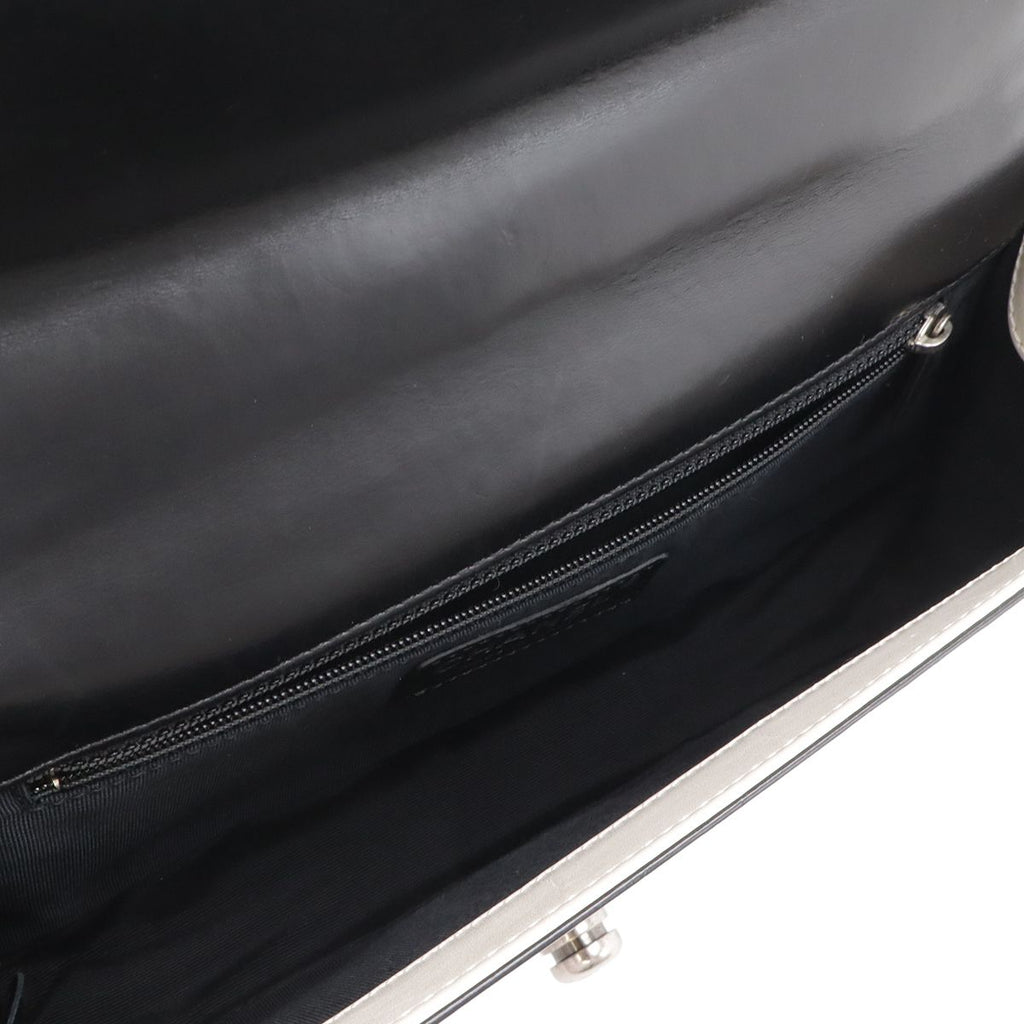 Chanel 25 CC Logo Chain Shoulder Bag Leather Black Ivory Antique Silver — view 6