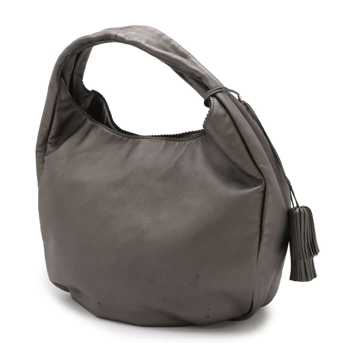 Loewe Viento 30 Anagram Shoulder Bag Fringe Charm Nappa Leather Metallic Silver — view 2