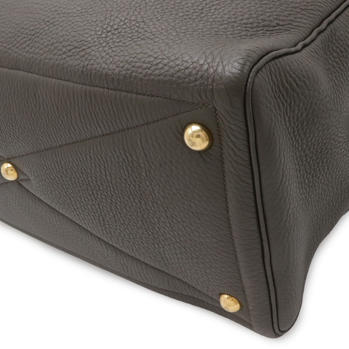 Hermes Victoria 43 Boston Bag Travel Purse Taurillon Clemence Leather Dark Olive — view 3