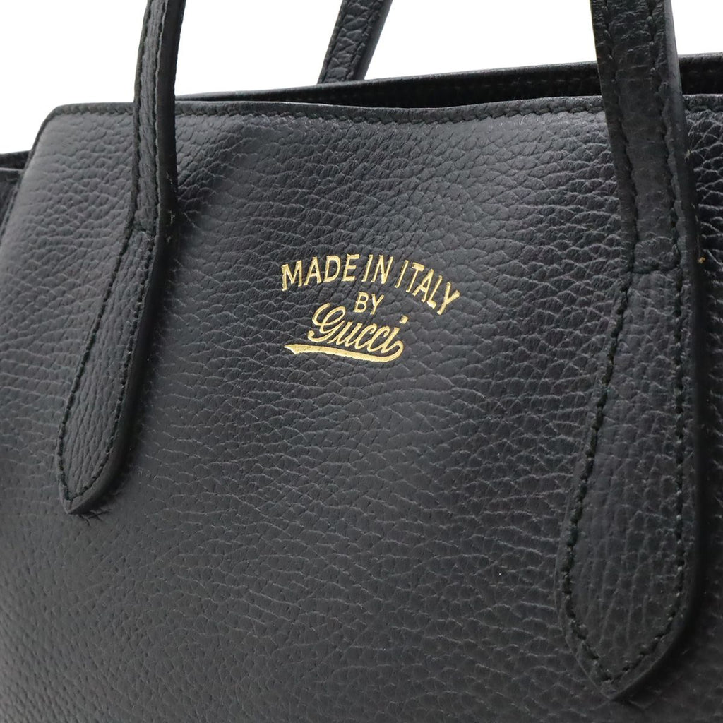 Gucci Swing Tote Shoulder Bag Leather Black — view 9