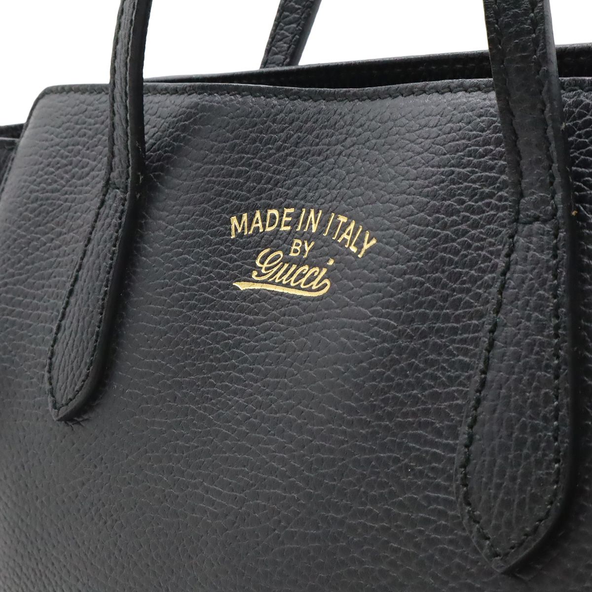 Gucci Swing Tote Shoulder Bag Leather Black — view 9