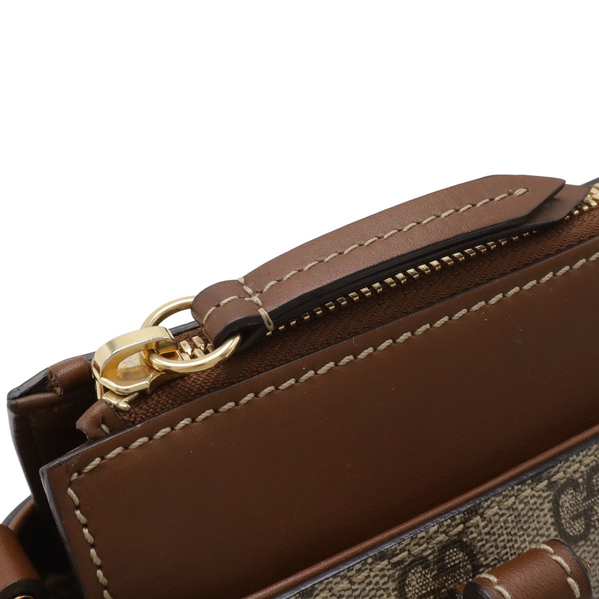 Gucci GG Supreme Mini Bag 2-Way Crossbody Leather Beige Brown Gold — view 4