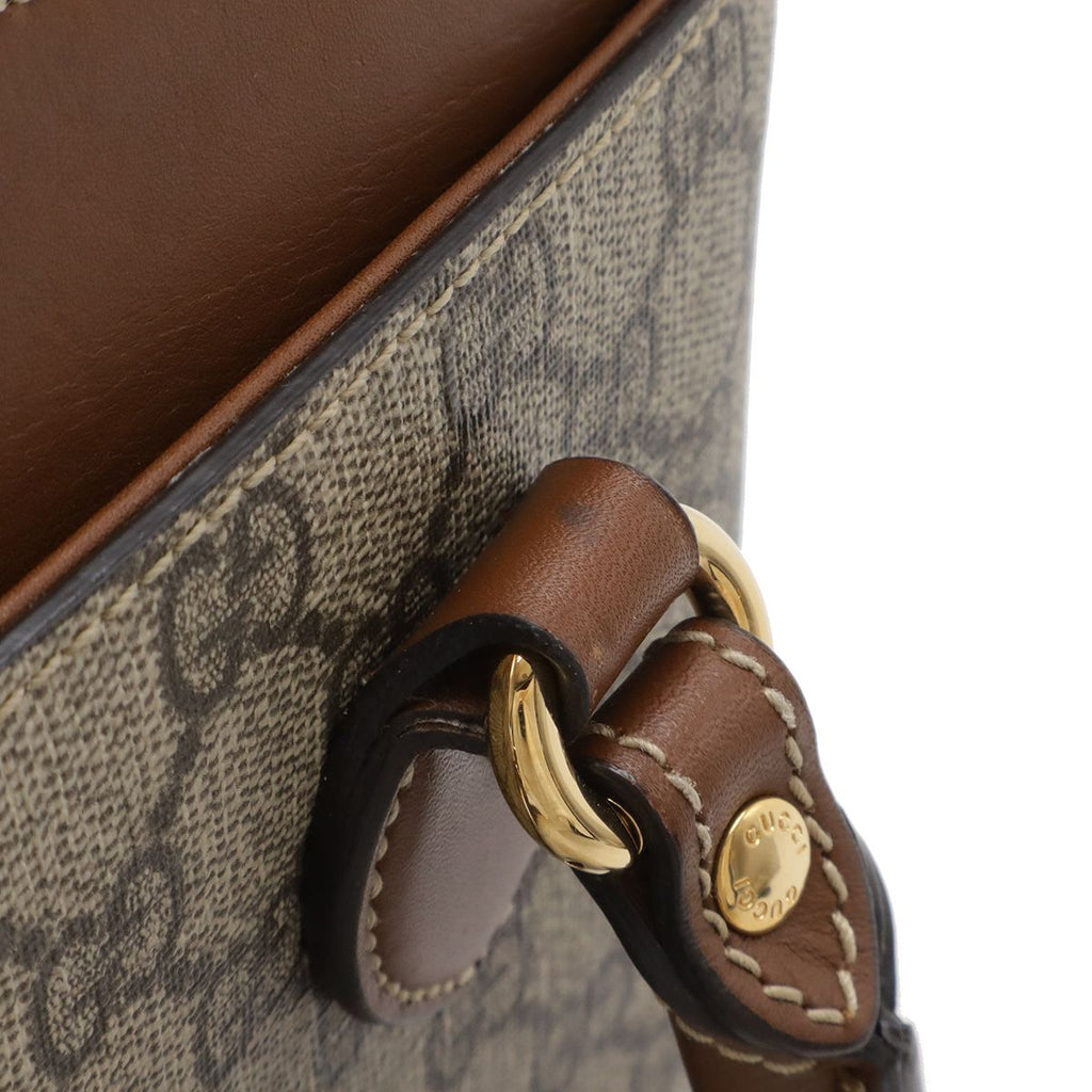 Gucci GG Supreme Mini Bag 2-Way Crossbody Leather Beige Brown Gold — view 6