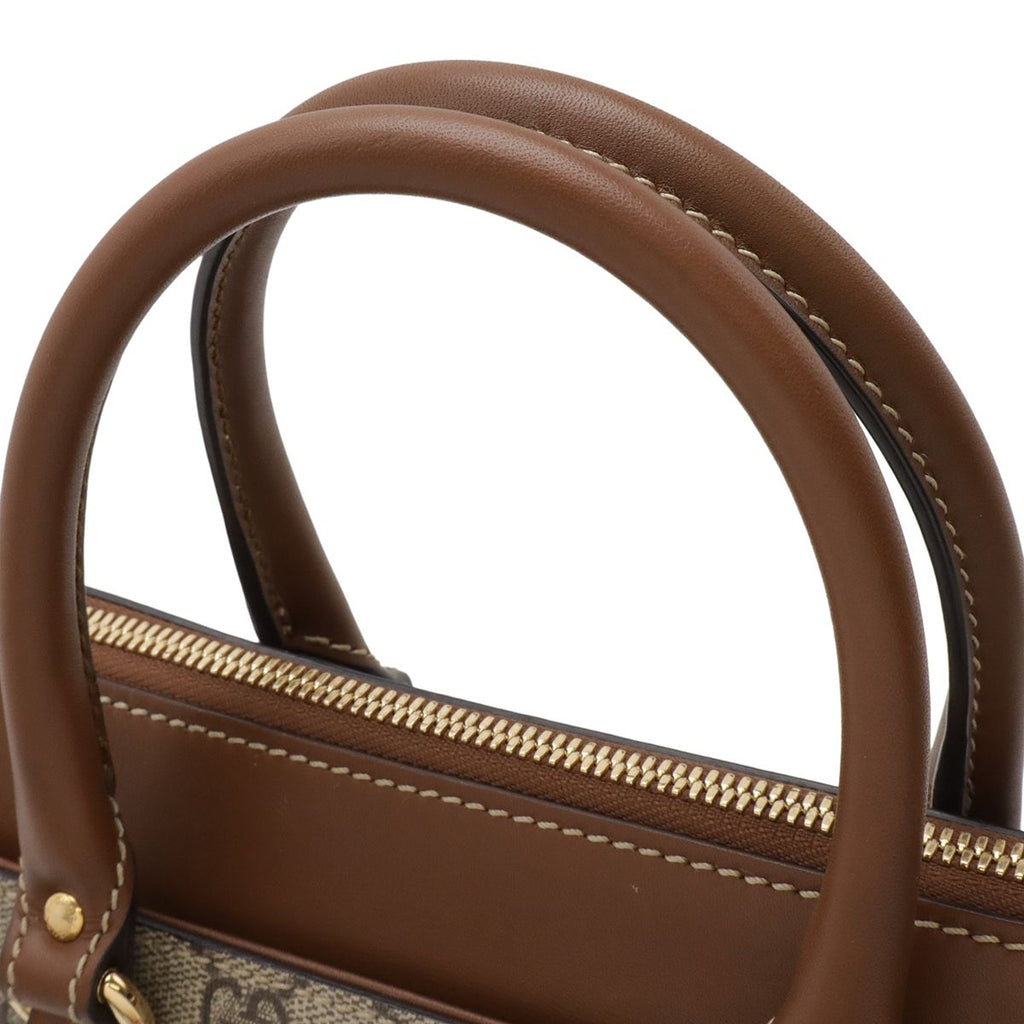Gucci GG Supreme Mini Bag 2-Way Crossbody Leather Beige Brown Gold — view 5