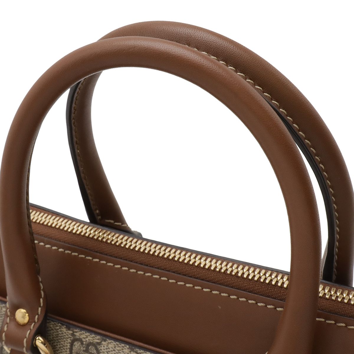 Gucci GG Supreme Mini Bag 2-Way Crossbody Leather Beige Brown Gold — view 5