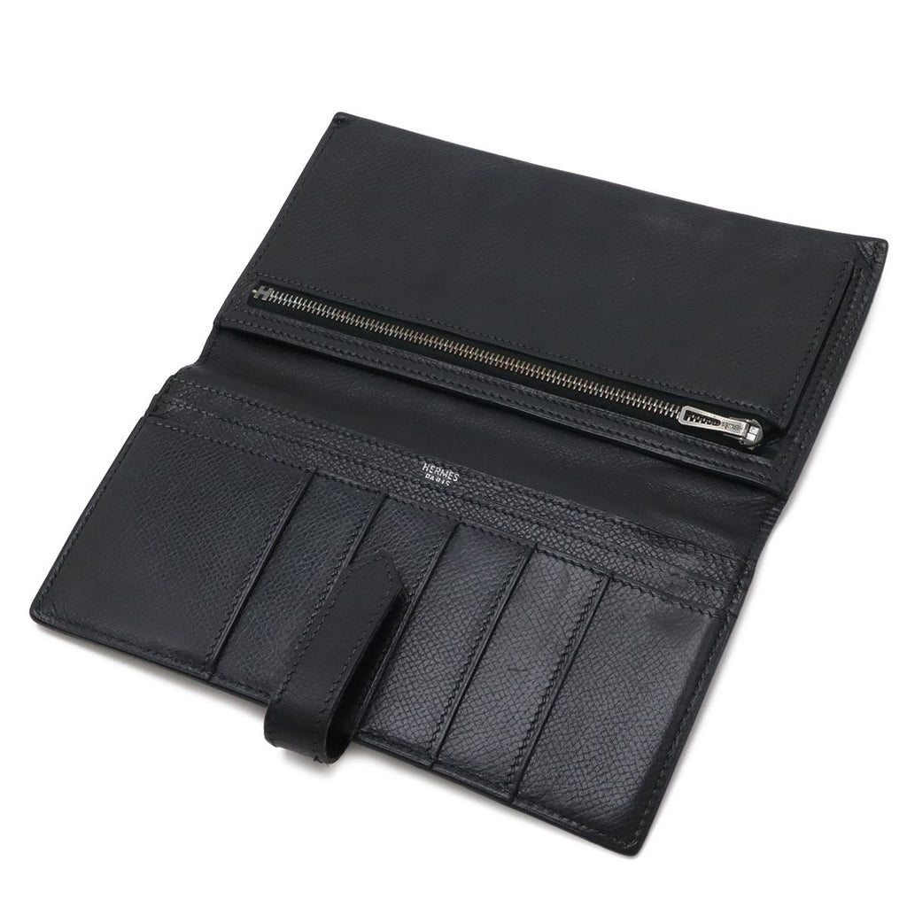 Hermes Bearn Classic Bifold Wallet Veau Epsom Black Silver — view 5
