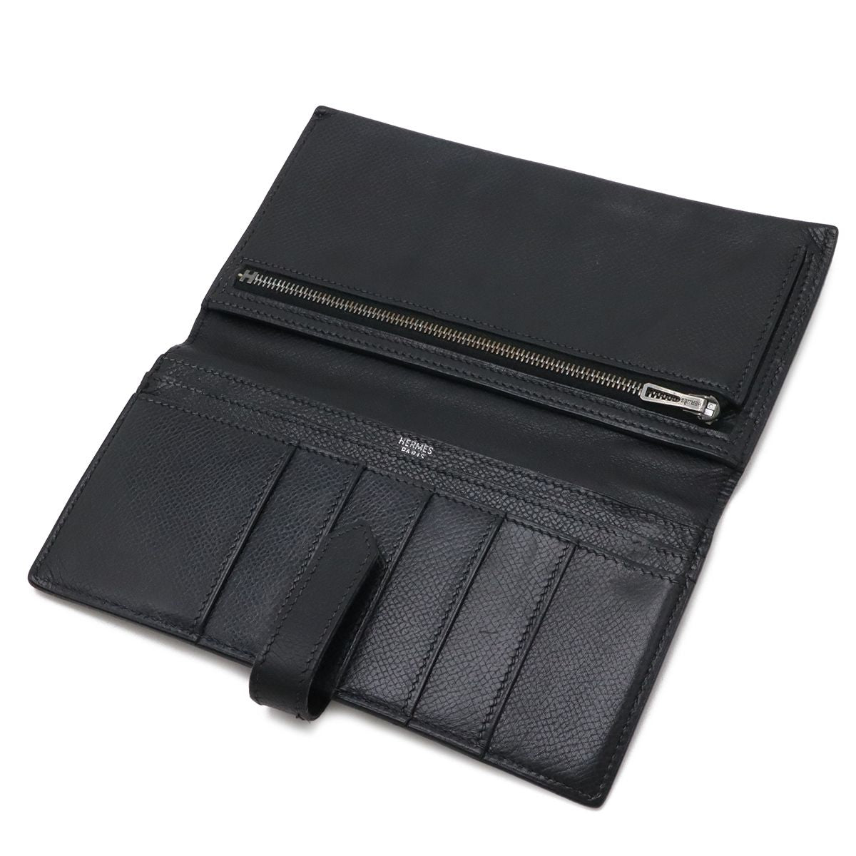 Hermes Bearn Classic Bifold Wallet Veau Epsom Black Silver — view 5