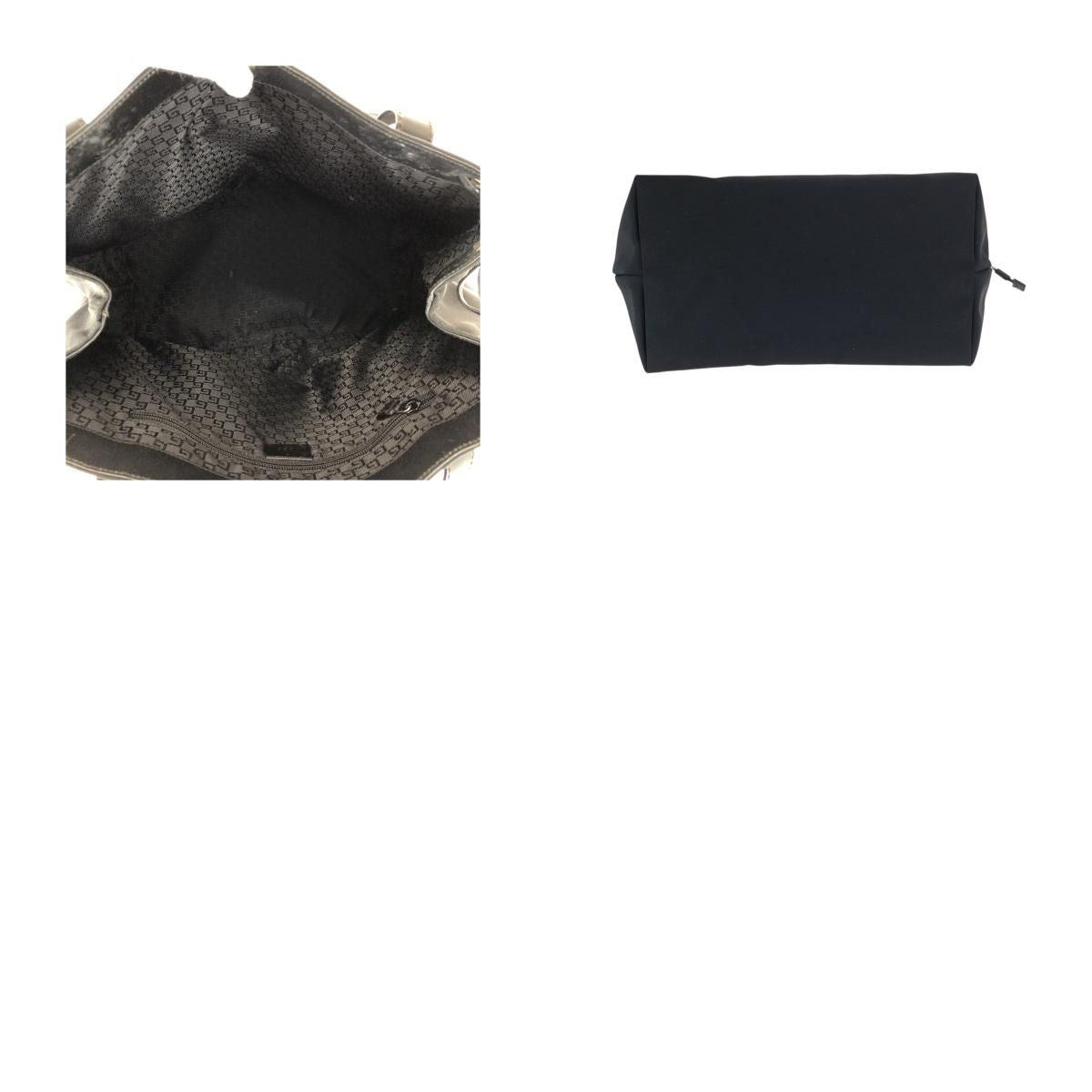 Gucci Black Silver Nylon Leather 019 Tote Shoulder Bag — view 9