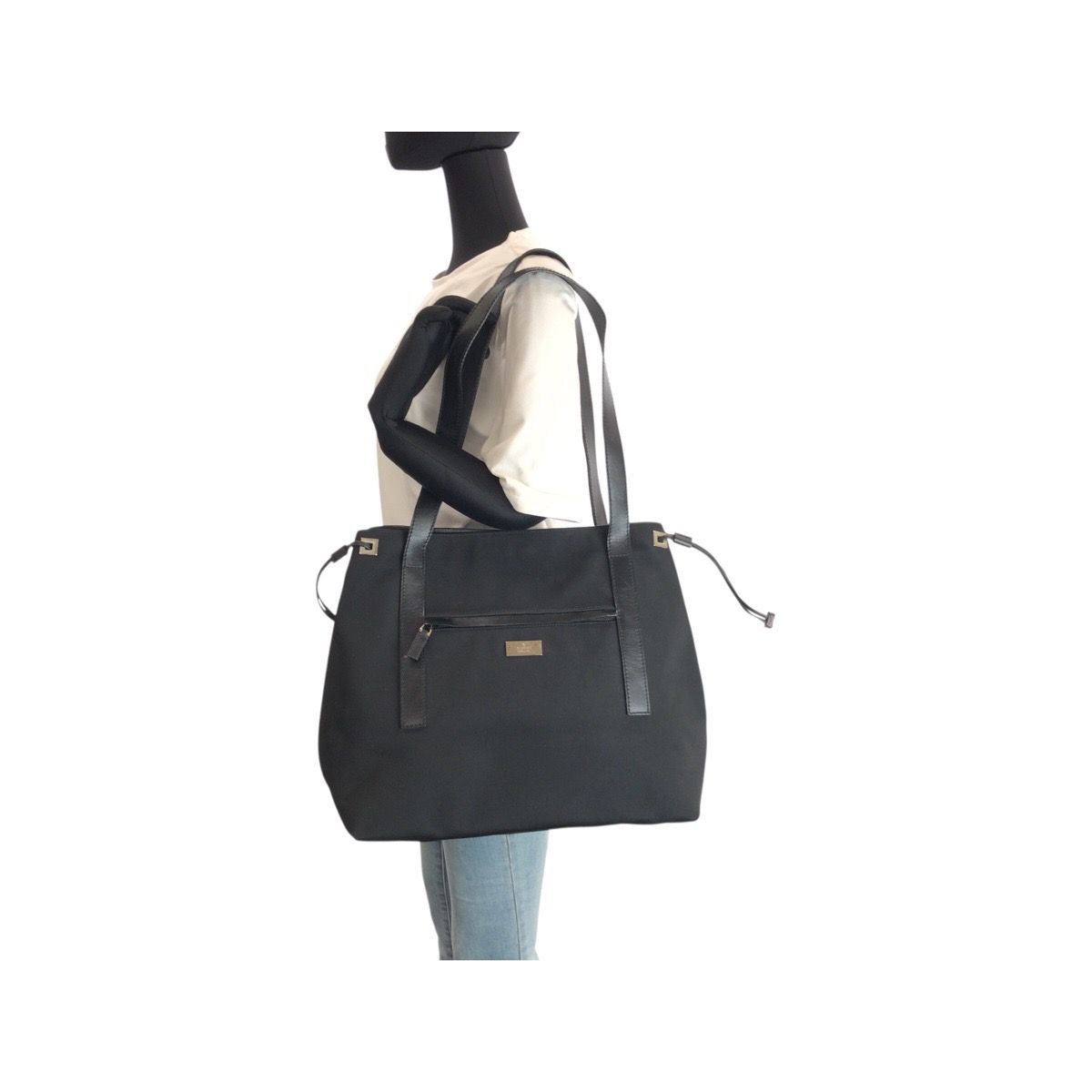 Gucci Black Silver Nylon Leather 019 Tote Shoulder Bag — view 7