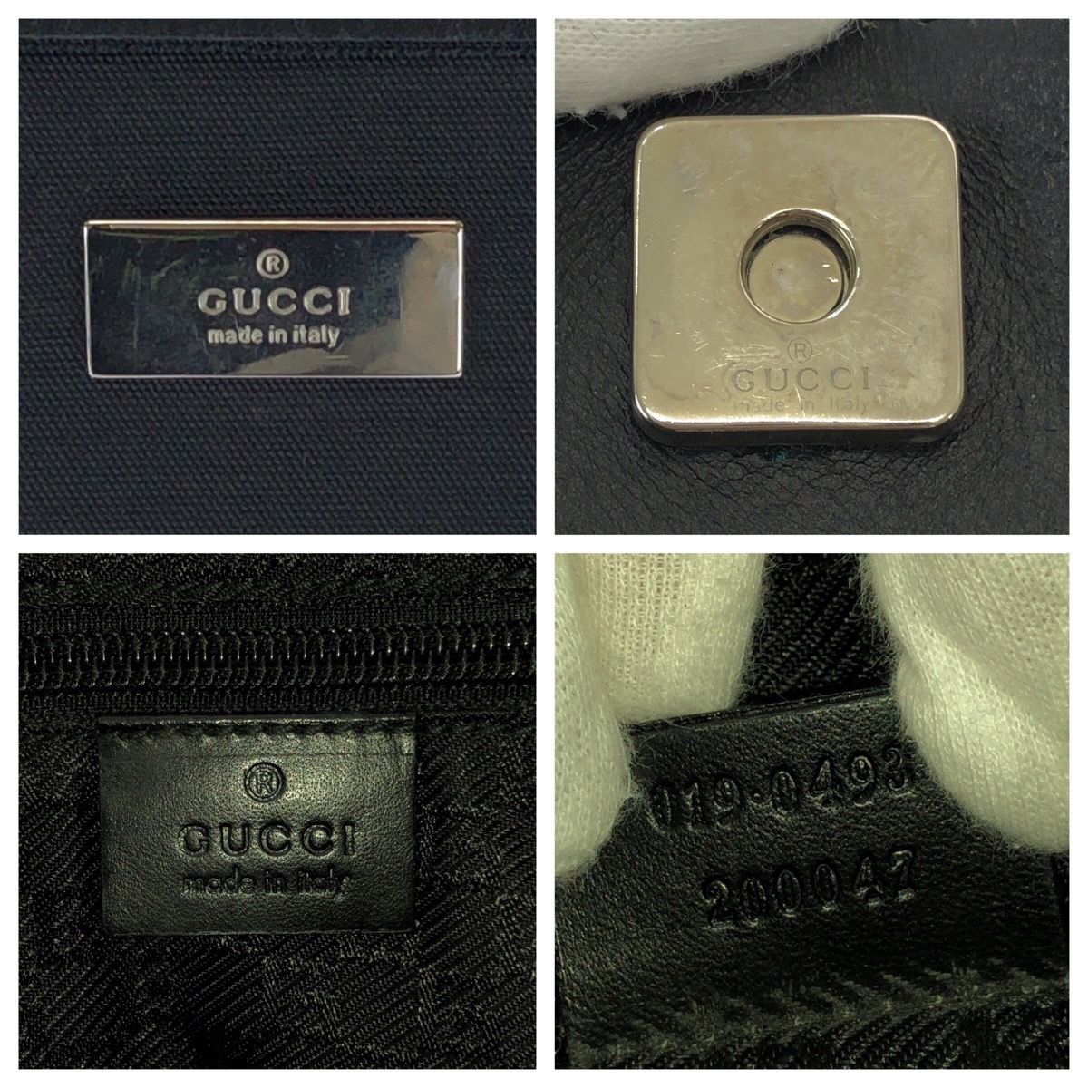 Gucci Black Silver Nylon Leather 019 Tote Shoulder Bag — view 6