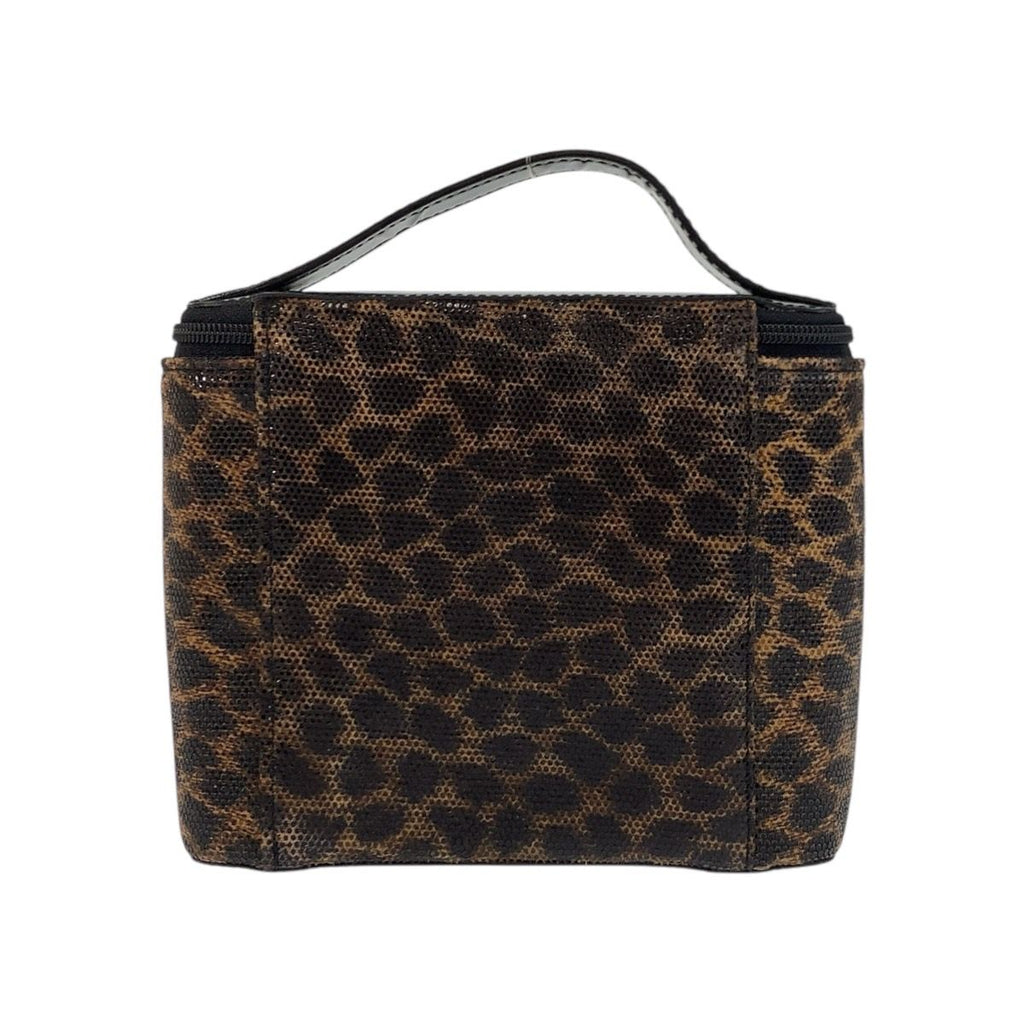 Loewe Vintage Leopard Brown Black Enamel Handbag Vanity Bag — view 2