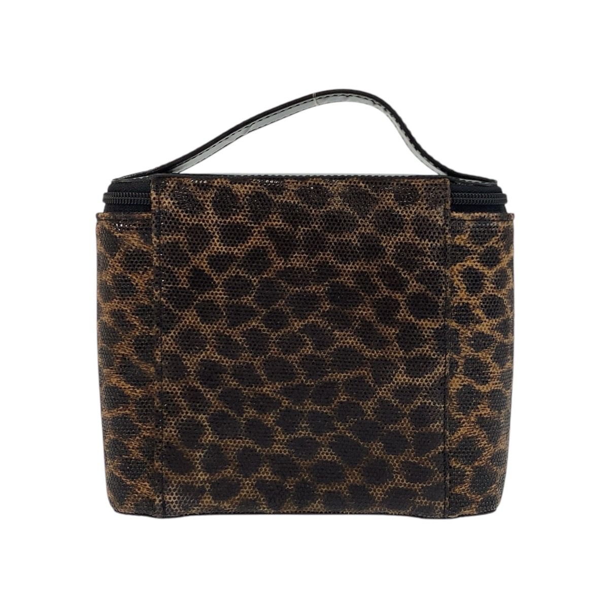 Loewe Vintage Leopard Brown Black Enamel Handbag Vanity Bag — view 2