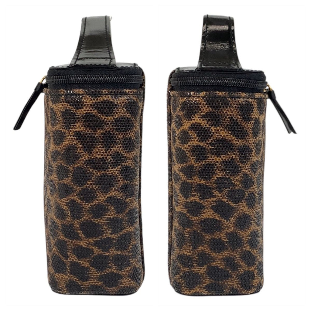Loewe Vintage Leopard Brown Black Enamel Handbag Vanity Bag — view 6