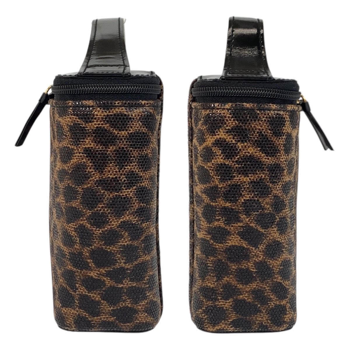 Loewe Vintage Leopard Brown Black Enamel Handbag Vanity Bag — view 6