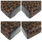 Loewe Vintage Leopard Brown Black Enamel Handbag Vanity Bag — view 3