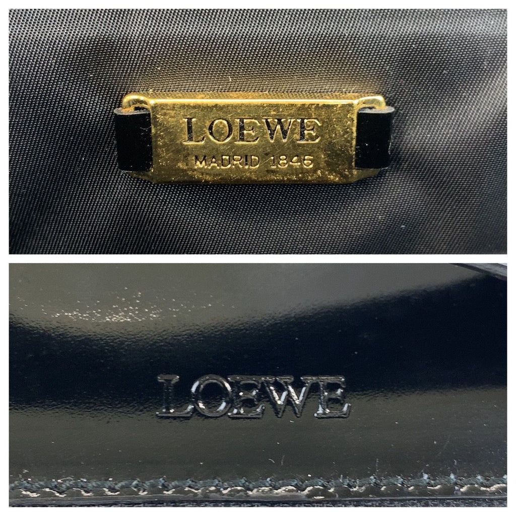 Loewe Vintage Leopard Brown Black Enamel Handbag Vanity Bag — view 4