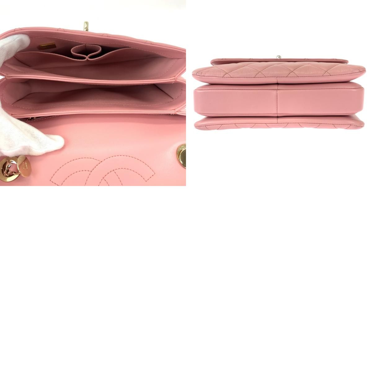 Chanel Quilted CC Logo Turnlock Plate Pink Chain Shoulder Bag 2-Way — view 9