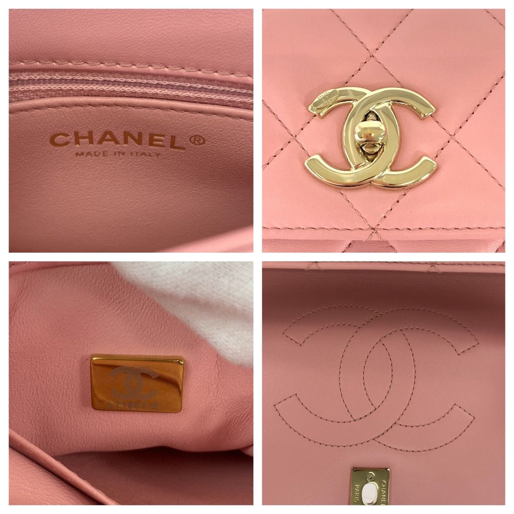 Chanel Quilted CC Logo Turnlock Plate Pink Chain Shoulder Bag 2-Way — view 4