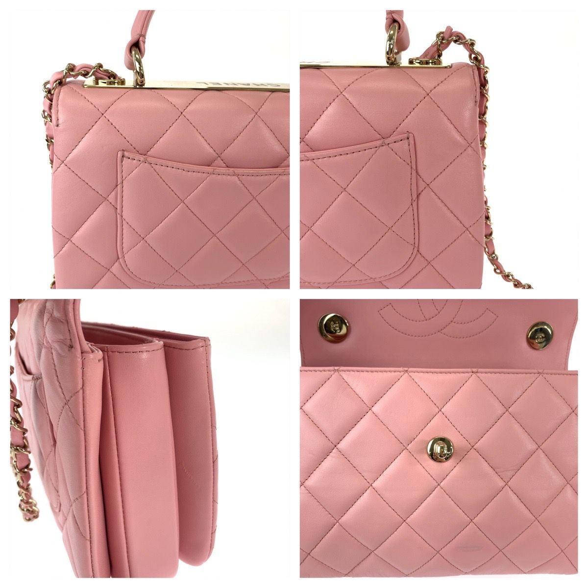 Chanel Quilted CC Logo Turnlock Plate Pink Chain Shoulder Bag 2-Way — view 5