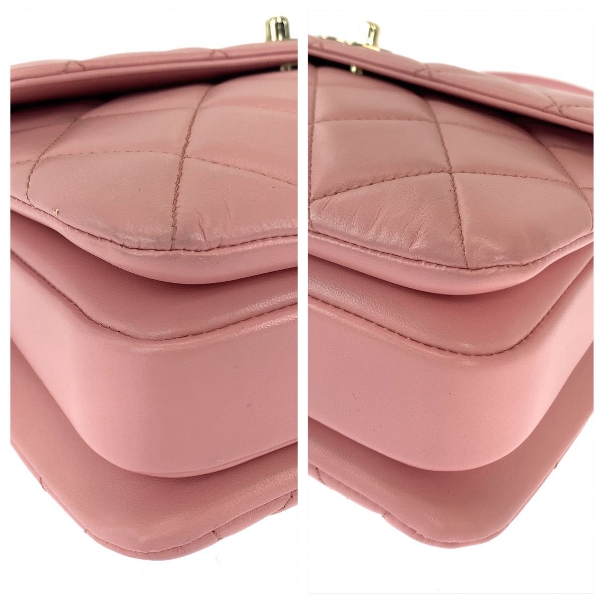 Chanel Quilted CC Logo Turnlock Plate Pink Chain Shoulder Bag 2-Way — view 3