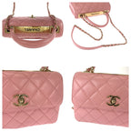 Chanel Quilted CC Logo Turnlock Plate Pink Chain Shoulder Bag 2-Way — view 6