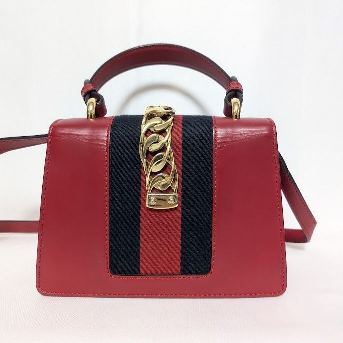 Gucci Sylvie Sherry Line Red Leather 2-Way Shoulder Bag — view 2