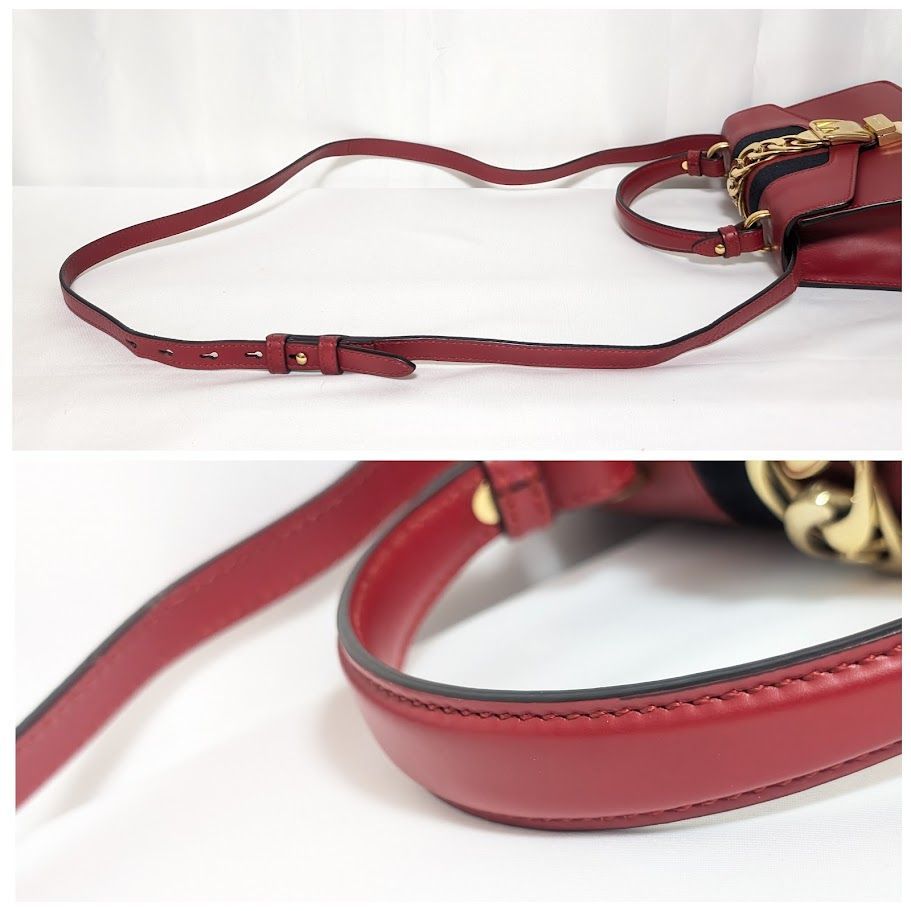 Gucci Sylvie Sherry Line Red Leather 2-Way Shoulder Bag — view 7