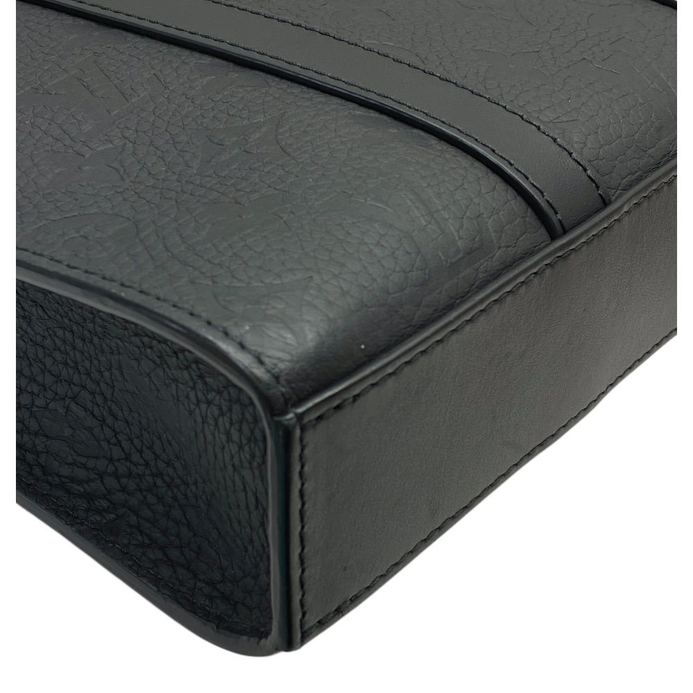 Louis Vuitton Monogram Sac Plat Cloth Handbag Taurillon Leather Black — view 4