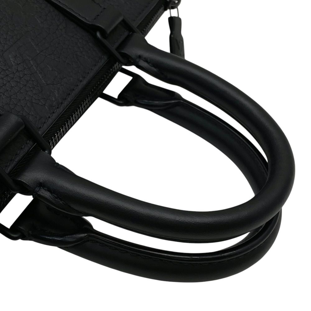 Louis Vuitton Monogram Sac Plat Cloth Handbag Taurillon Leather Black — view 6
