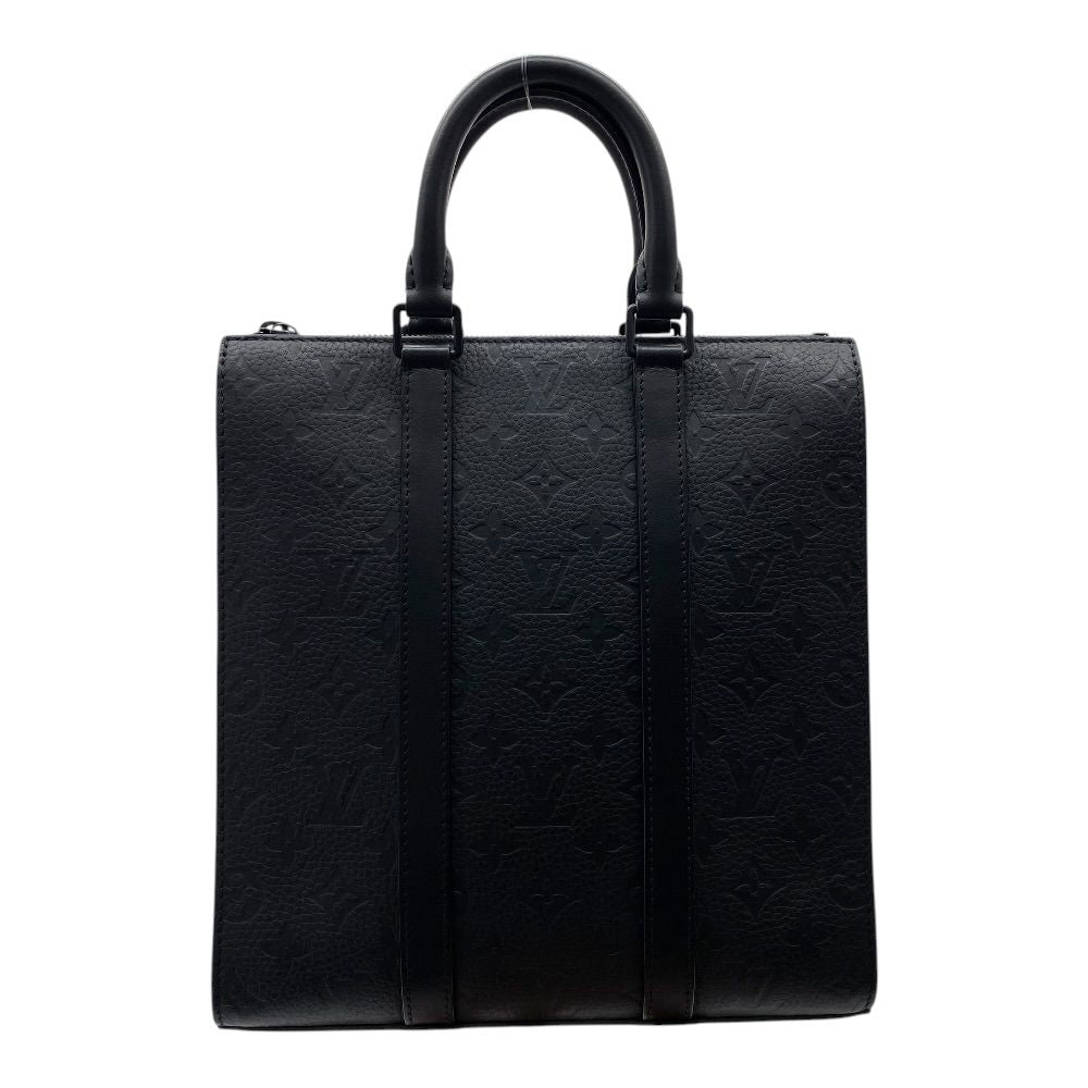 Louis Vuitton Monogram Sac Plat Cloth Handbag Taurillon Leather Black — view 2