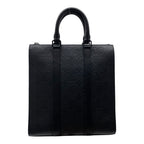 Louis Vuitton Monogram Sac Plat Cloth Handbag Taurillon Leather Black — view 2