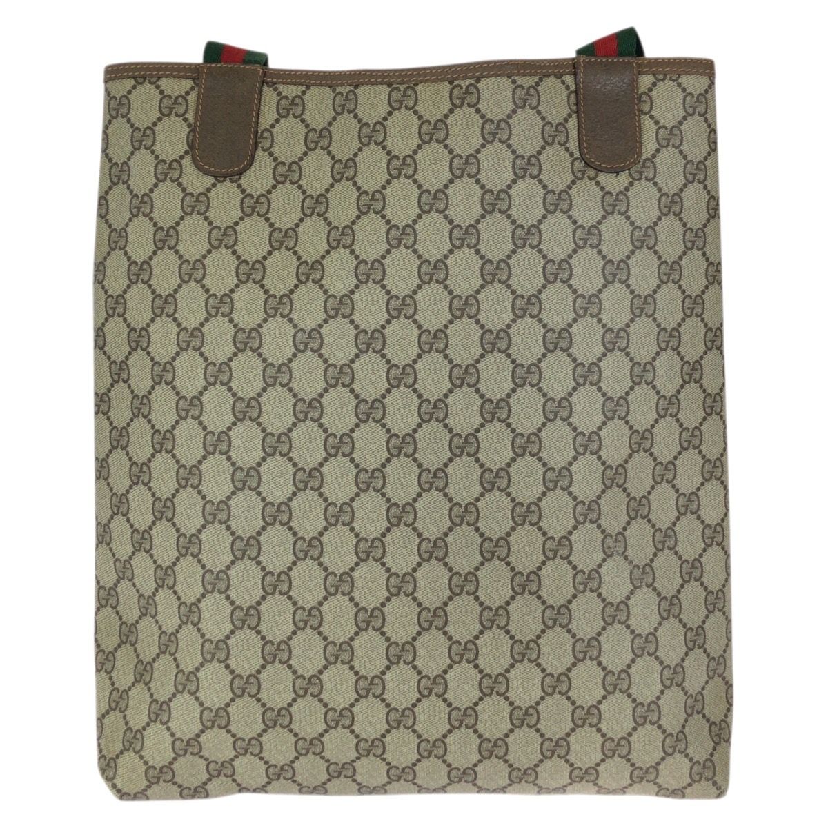 Gucci Vintage Sherry Line Beige Brown GG Supreme Canvas Leather Tote — view 2