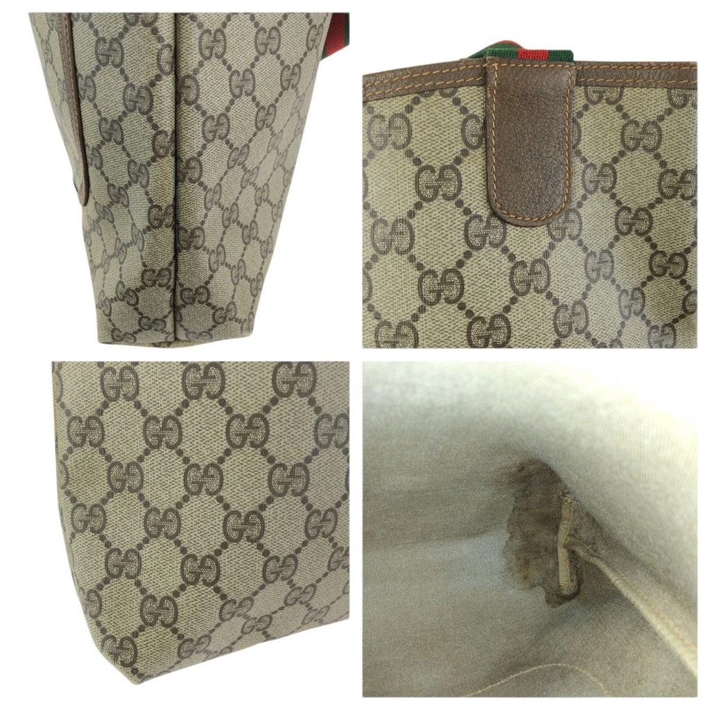 Gucci Vintage Sherry Line Beige Brown GG Supreme Canvas Leather Tote — view 5