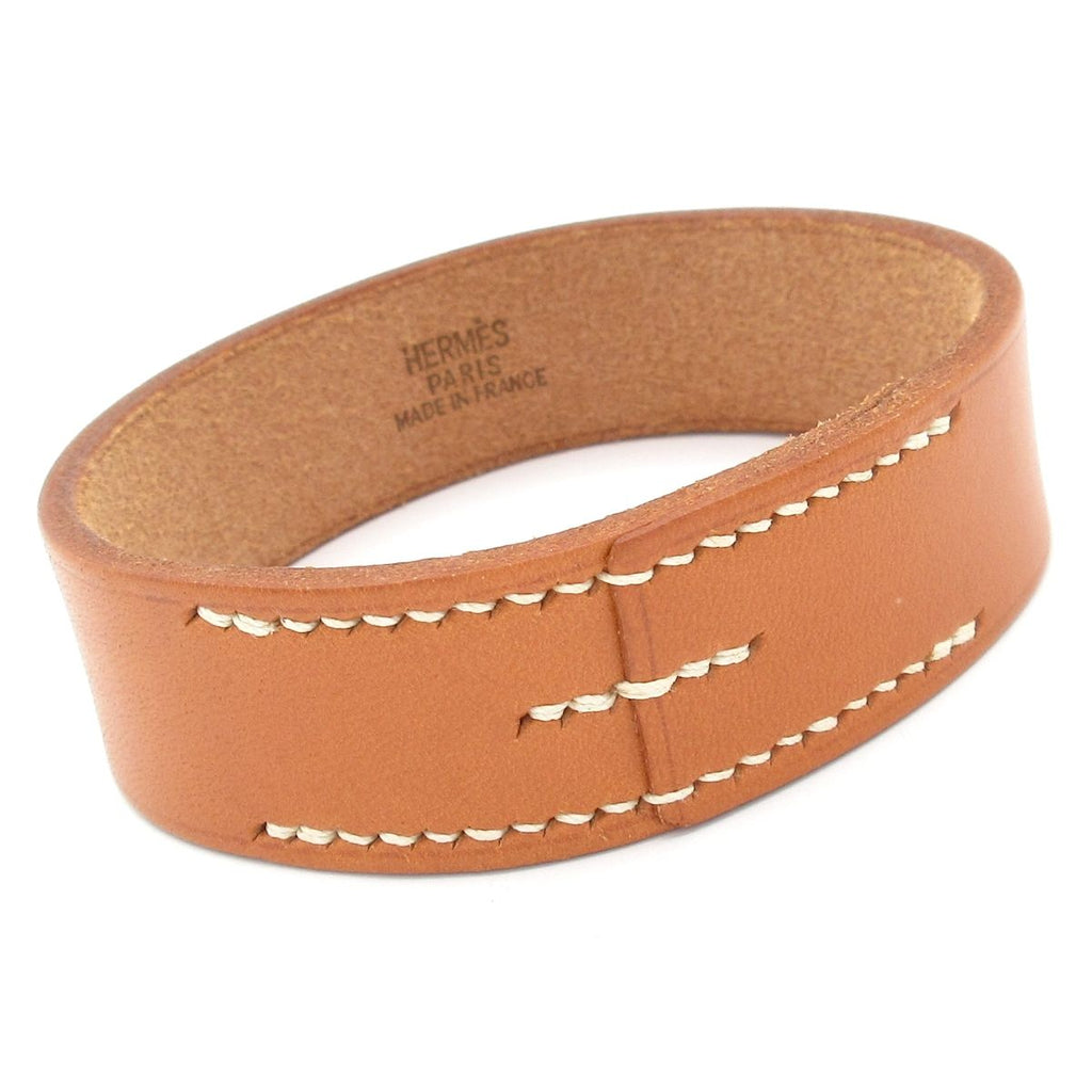 Hermes Bangle Poultur Leather Light Brown Bracelet — view 5