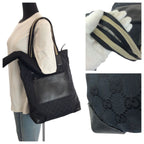 Gucci Black Silver GG Canvas Leather 019 Tote Shoulder Bag — view 7