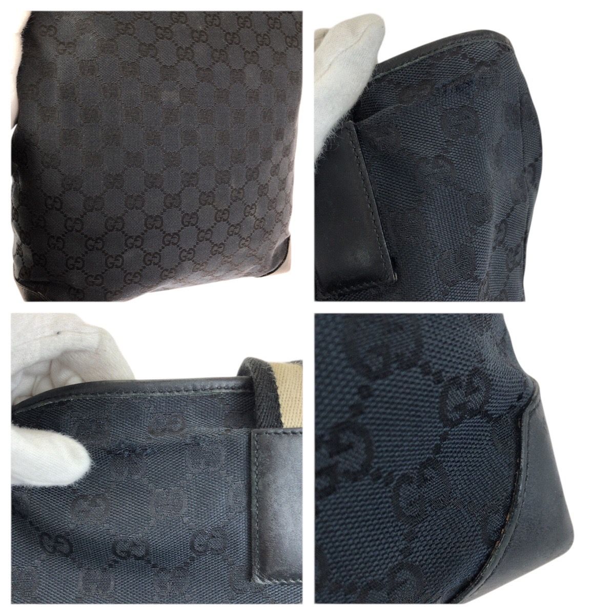 Gucci Black Silver GG Canvas Leather 019 Tote Shoulder Bag — view 6